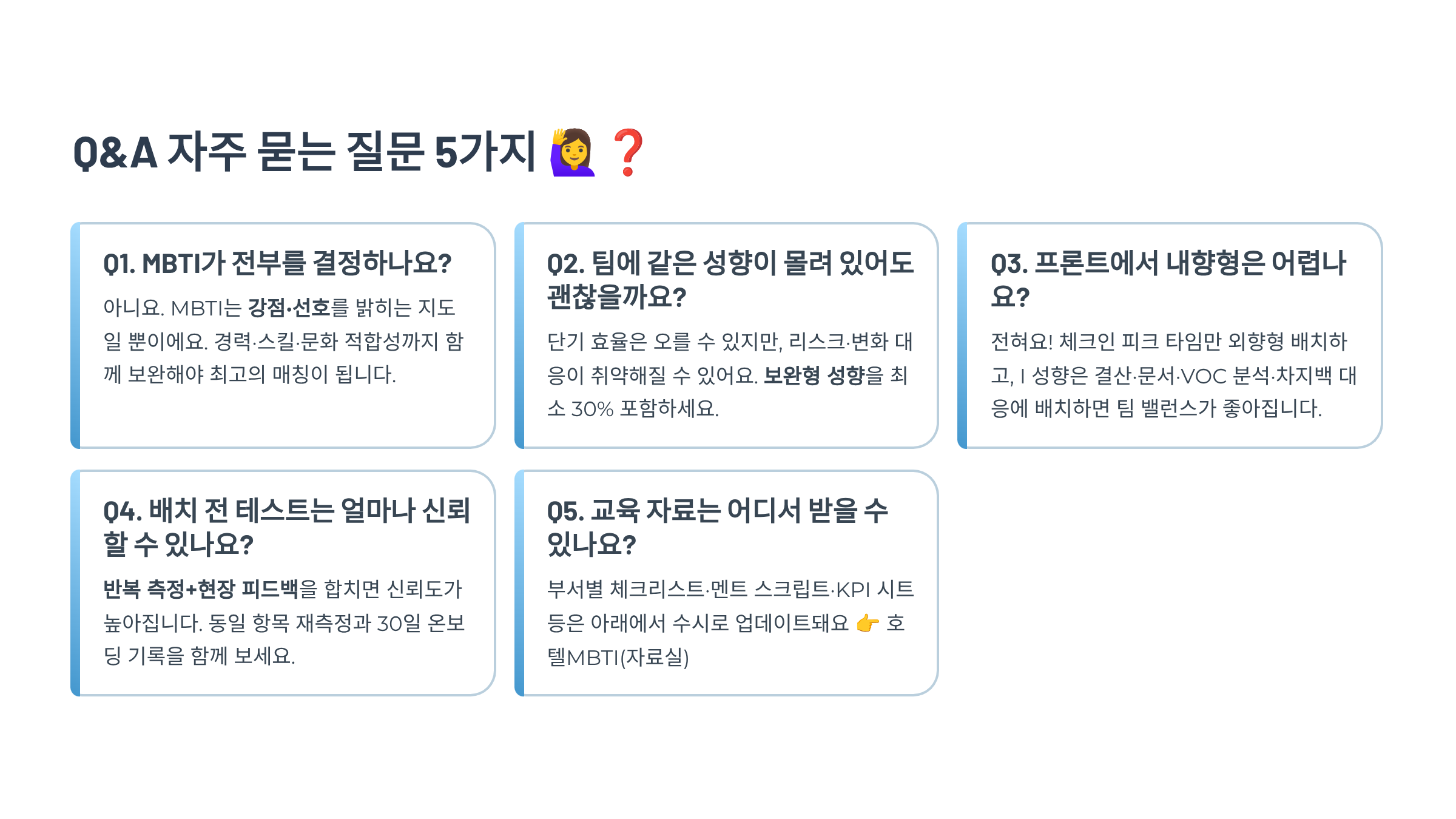 Q&A 자주 묻는 질문 5가지