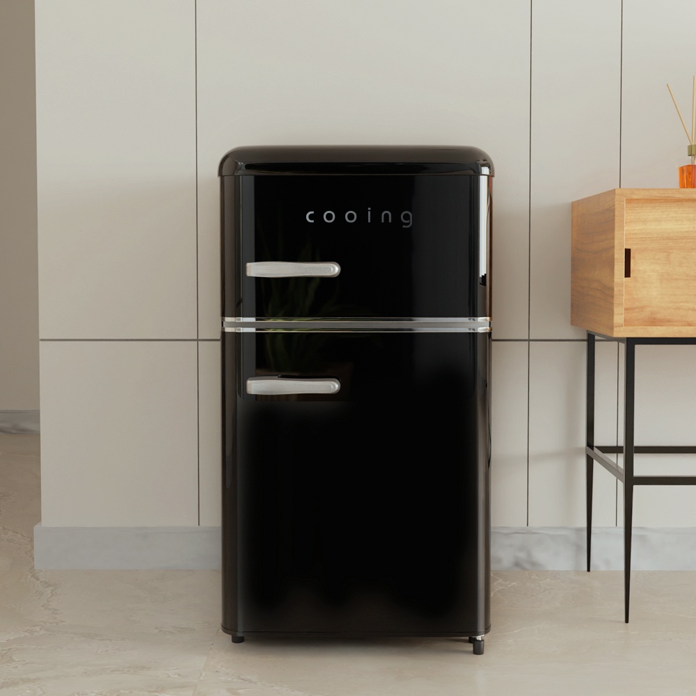 쿠잉 레트로 미니냉장고 REF-D85 소형 원룸 필수템